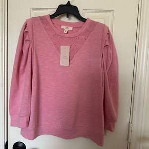 Free with purchase *Como Vintage pink eyelet blouse size xs